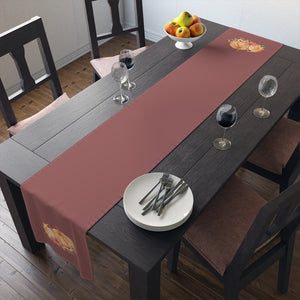 Lifestyle Details - Wine Table Runner - Orange Pumpkins Watercolor Arrangement - In Use