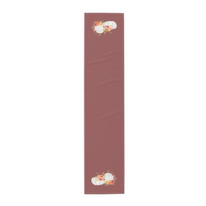 Lifestyle Details - Wine Table Runner - White Pumpkins Watercolor Arrangement - Small - Front View