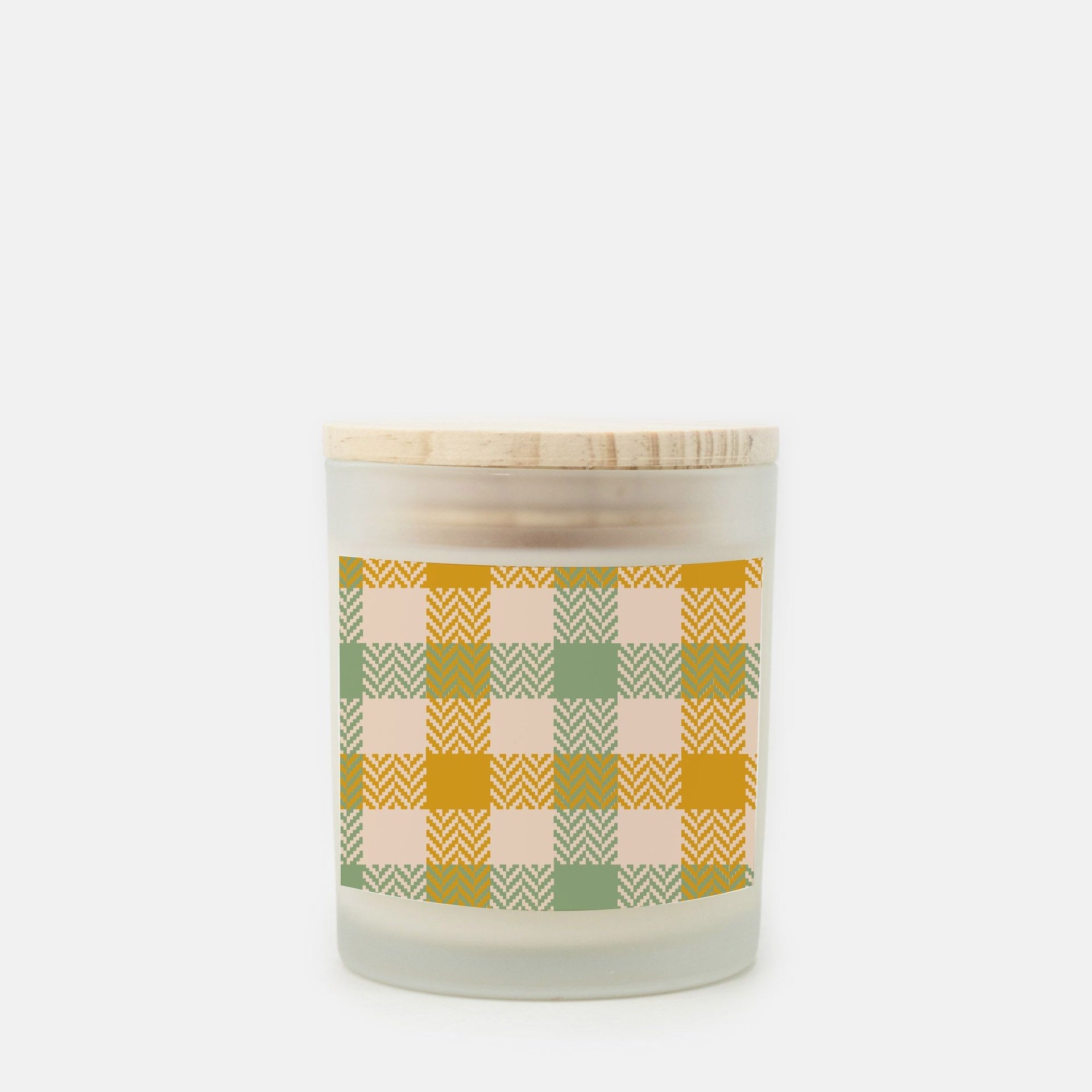 Lifestyle Details - Yellow & Green Plaid Frosted Glass Candle - Cashmere Vanilla