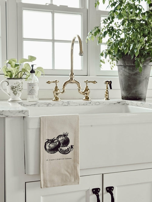 Fruits/Veggies Black + White Tea Towel