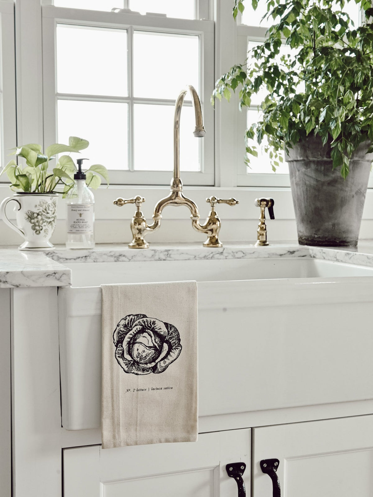 Fruits/Veggies Black + White Tea Towel