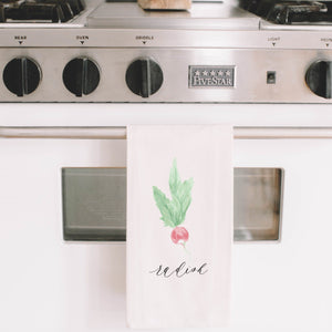 Radish Watercolor Tea Towel