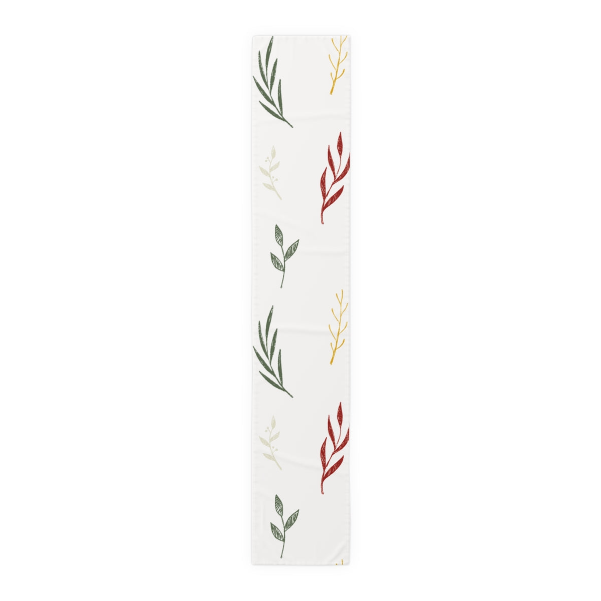 White Holiday Table Runner - Colorful Garland