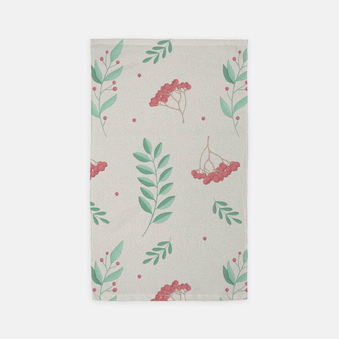 Holiday Hand Towel - Large Red & Green Holly