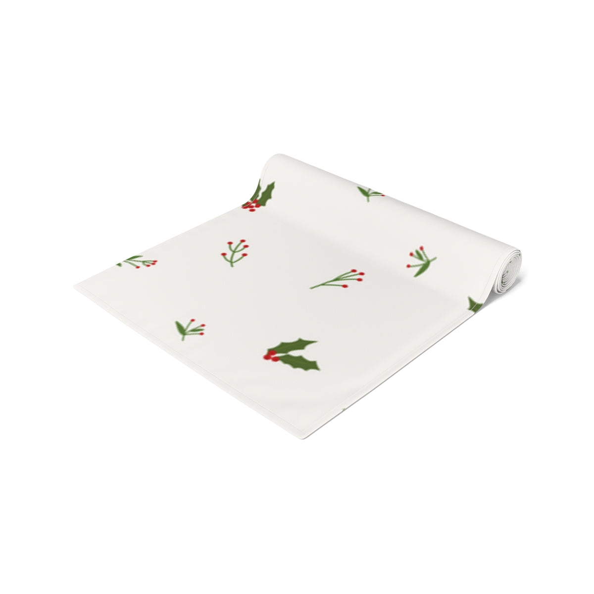 White Holiday Table Runner - Holly
