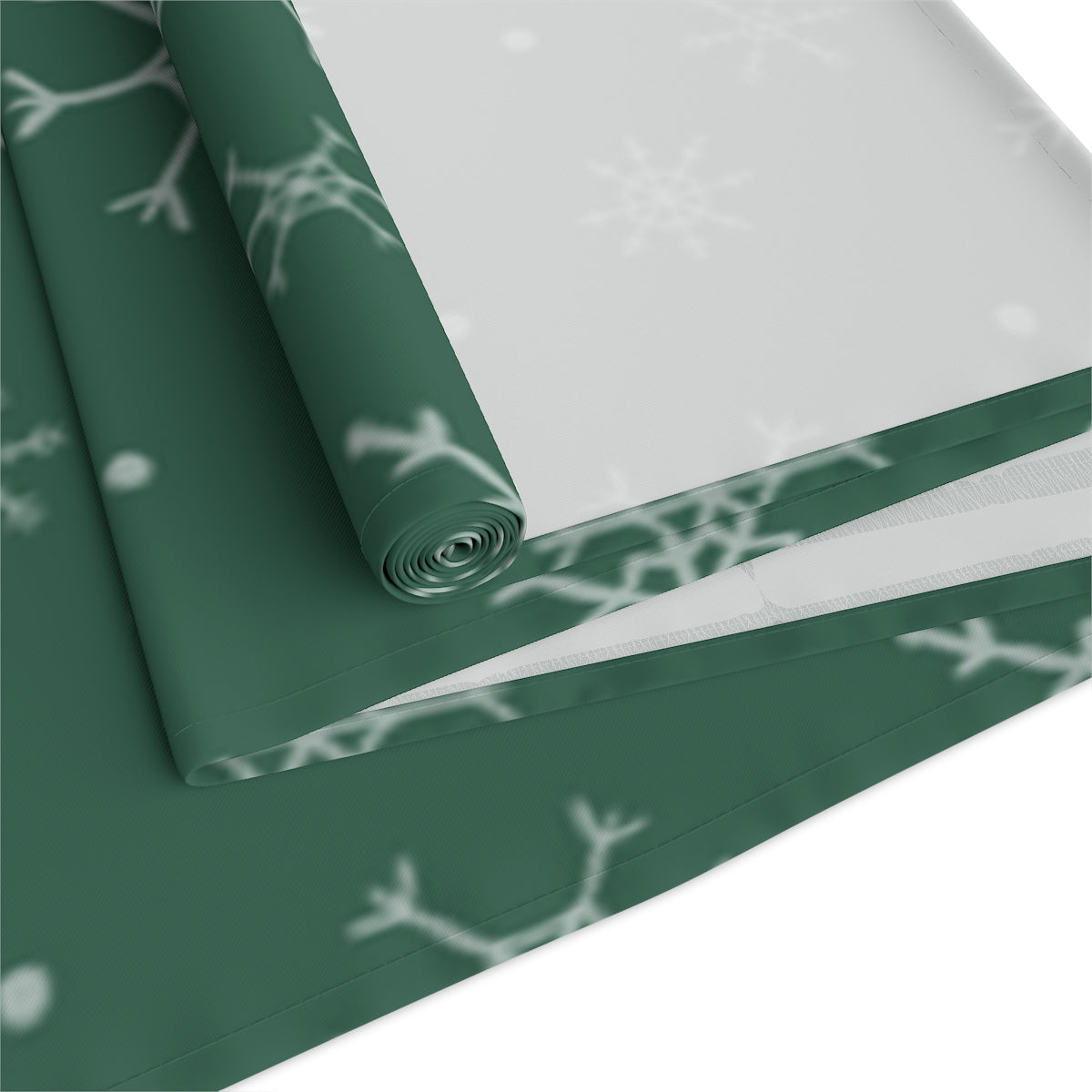 Green Holiday Table Runner - Snowflakes