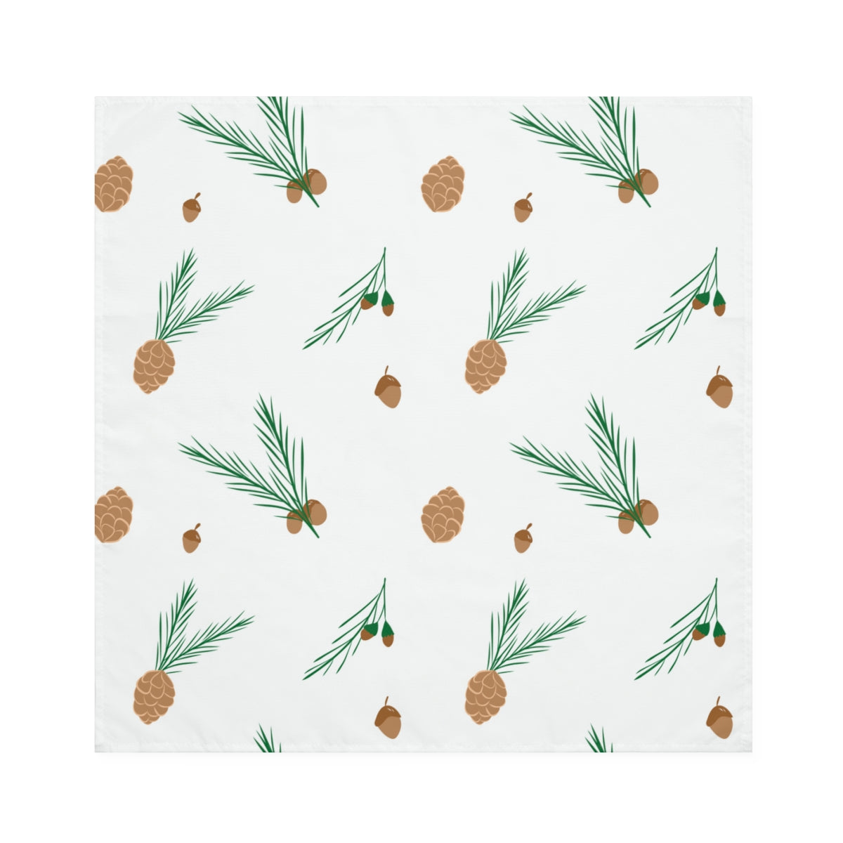 White Holiday Napkins - Pinecones & Acorns