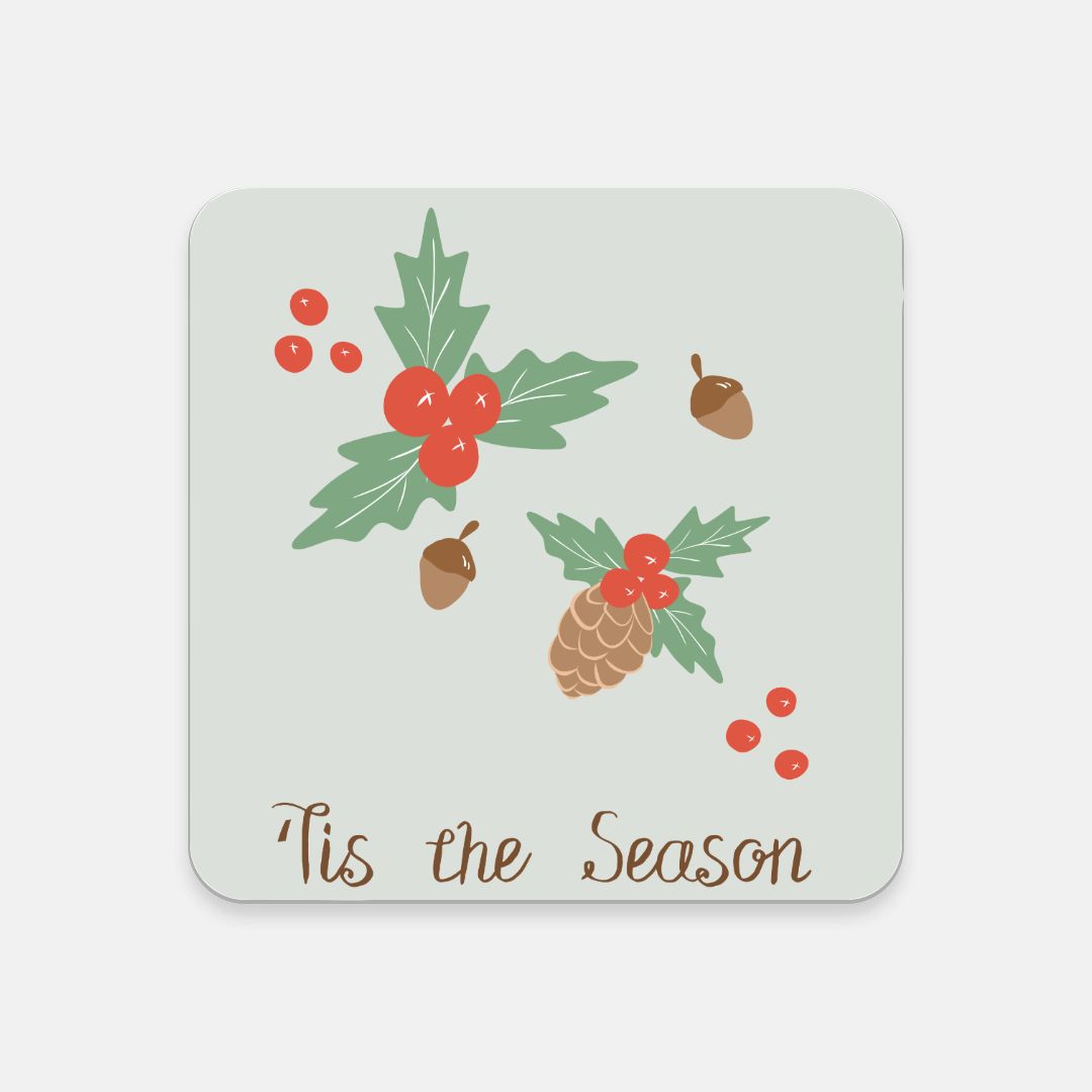 Cork Back Coaster - Tis the Season
