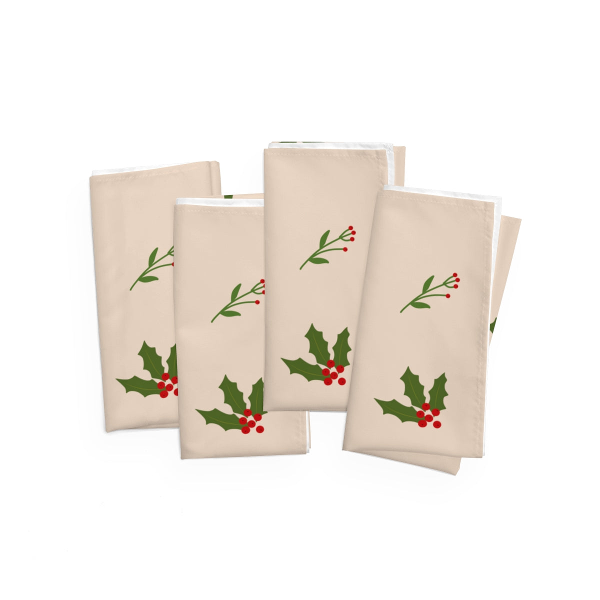 Beige Holiday Napkins - Holly