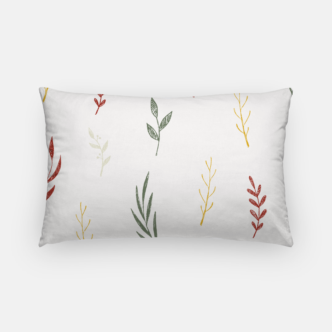 White Holiday Lumbar Pillowcase - Colorful Garland