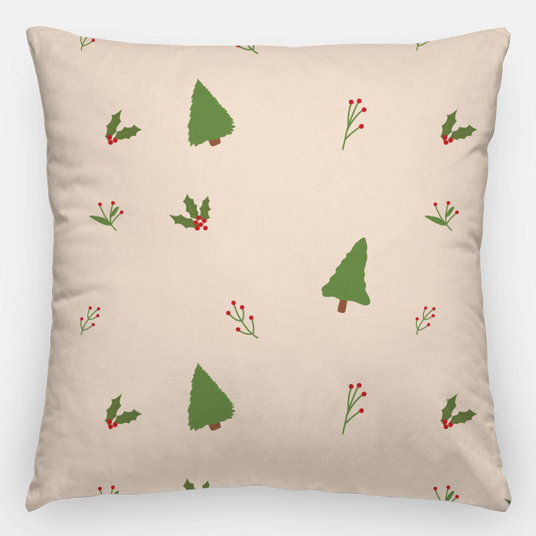 24x24 Holiday Polyester Pillowcase - Evergreens