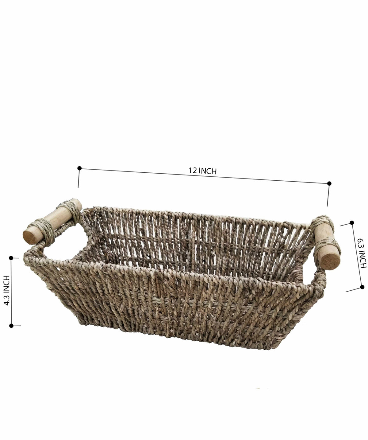 Wicker Storage Baskets with Handles | Kitchen Storage Organizer Toilet Tank Bin (Set 2)