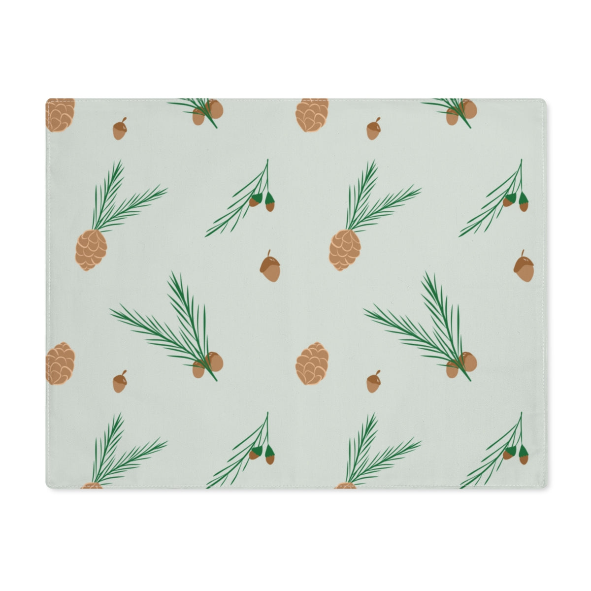 Green Holiday Table Placemat - Pinecones & Acorns