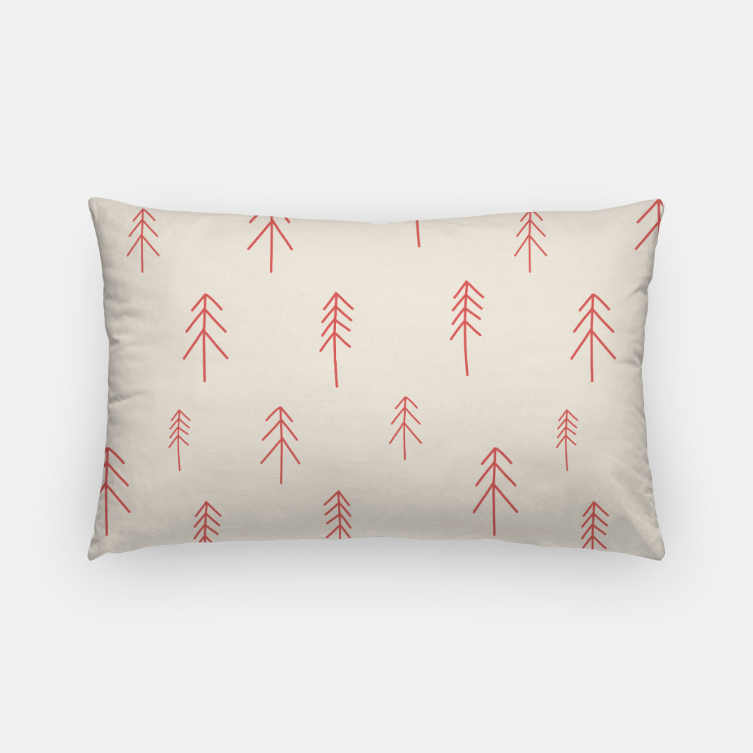 Holiday Lumbar Pillowcase - Red Evergreens