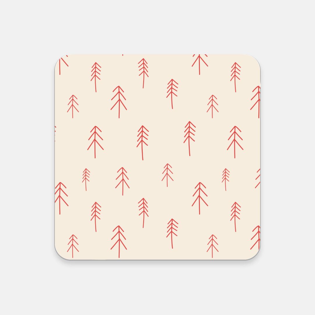 Cork Back Coaster - Red Evergreens