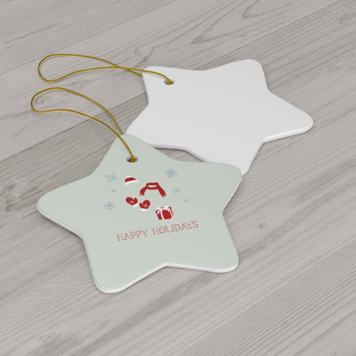Ceramic Holiday Ornament - Red Happy Holidays