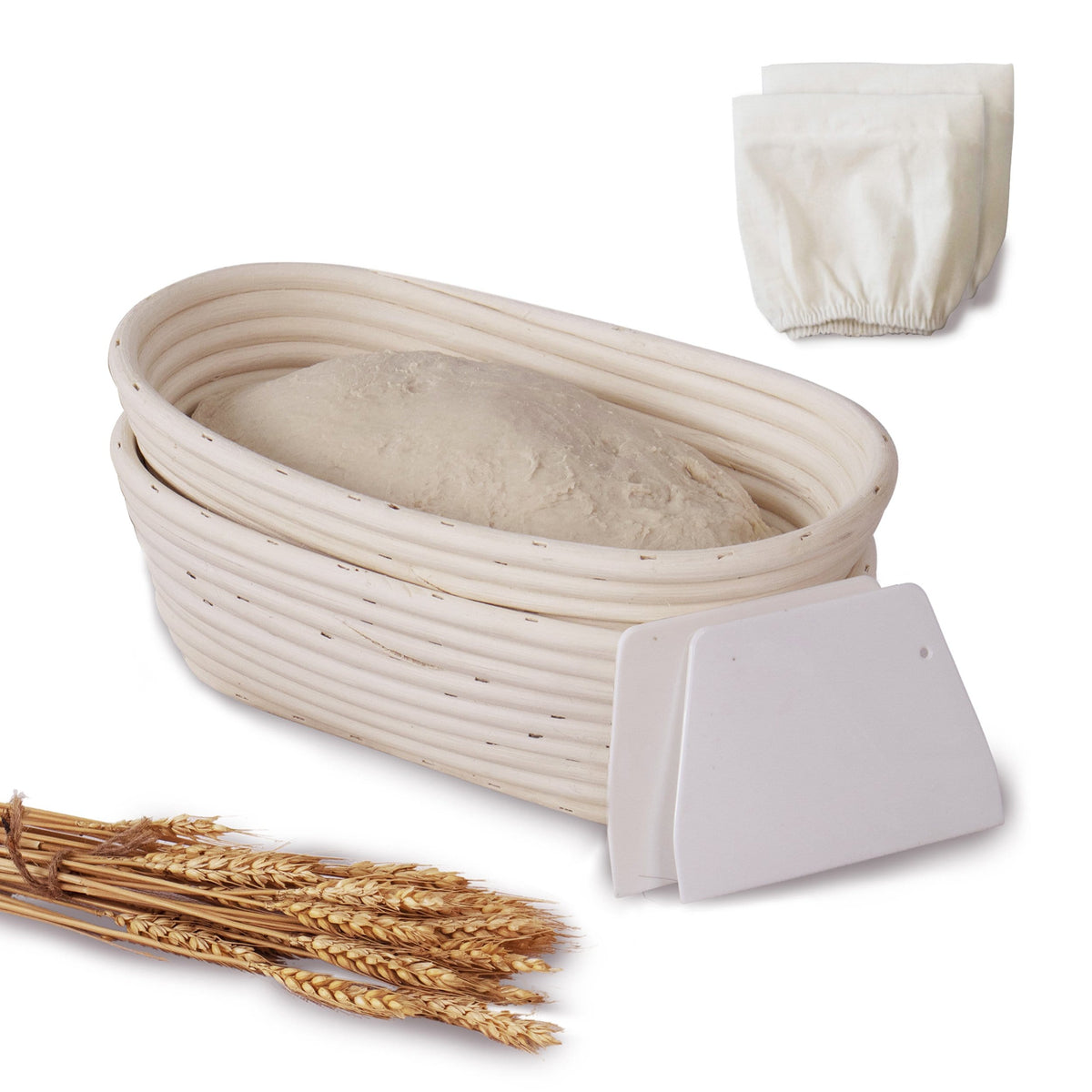 Oval Banneton Bread Proofing Baskets - 10"