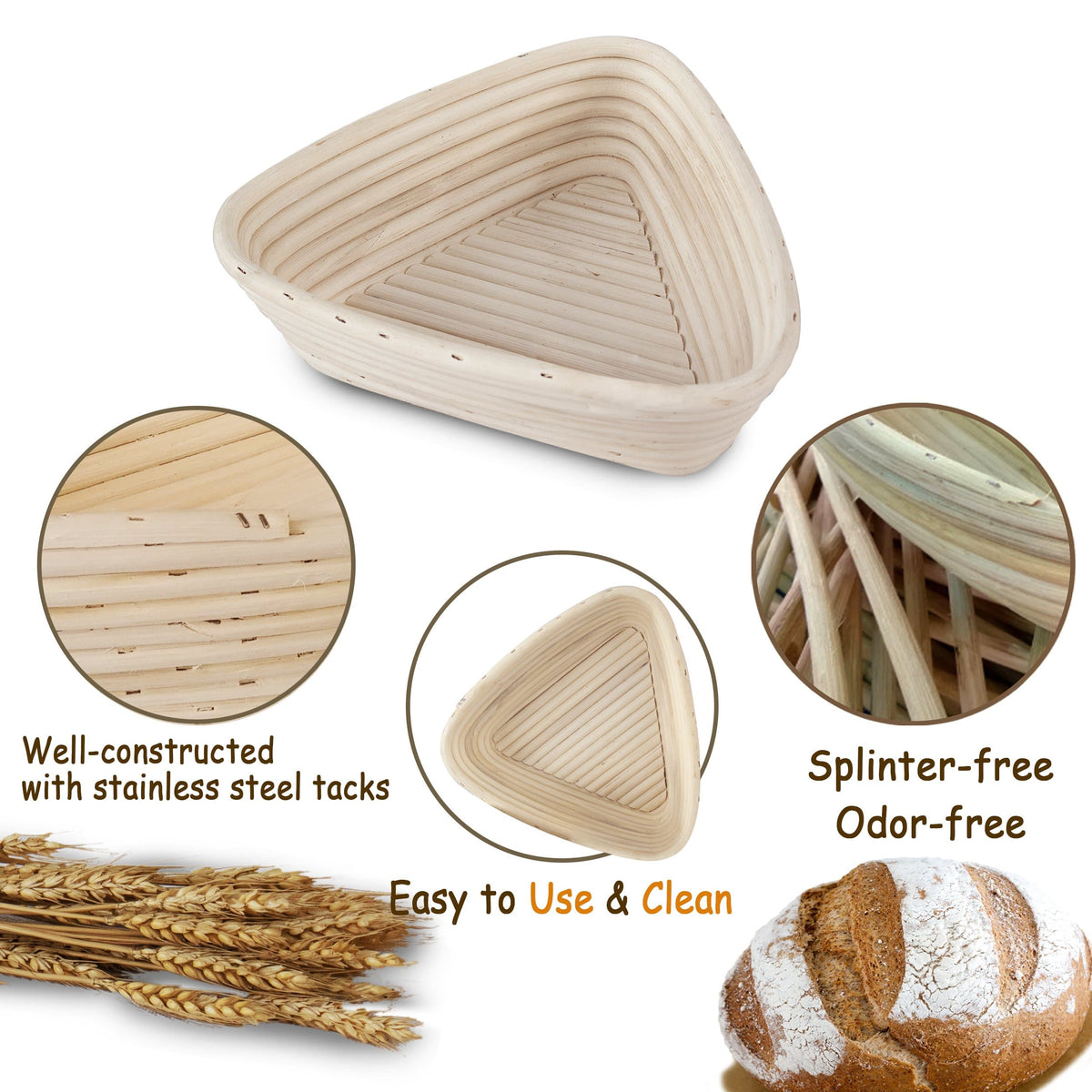 Triangle Banneton Bread Proofing Baskets - 9"