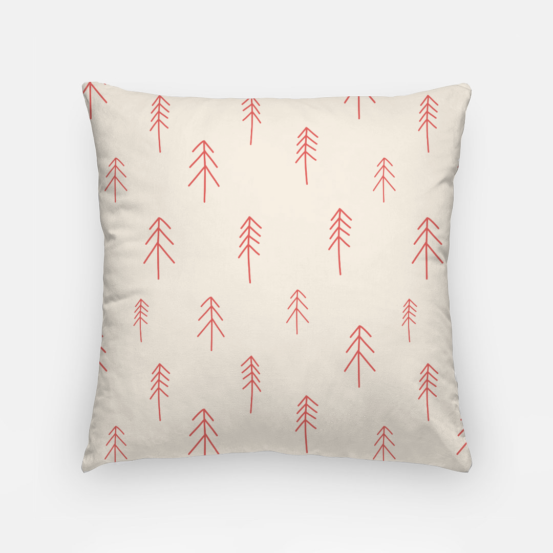 18x18 Holiday Polyester Pillowcase - Red Evergreens