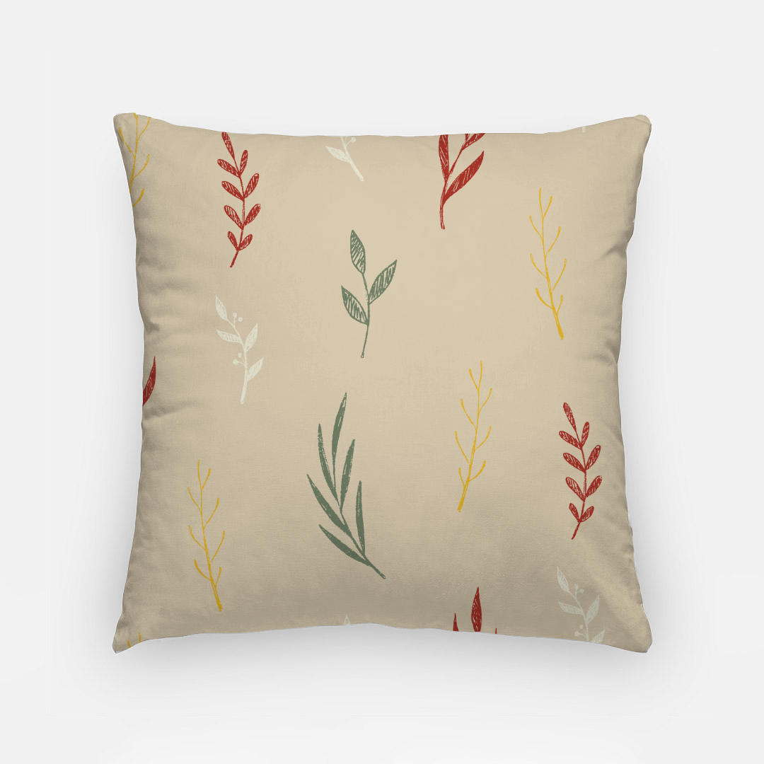 18"x18" Beige Holiday Polyester Pillowcase - Colorful Garland