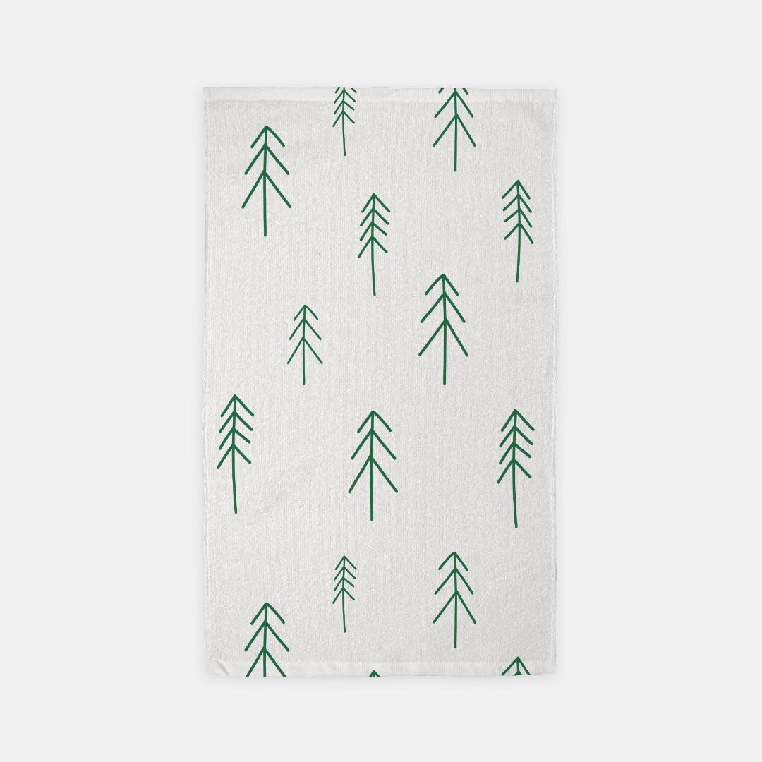 White Holiday Hand Towel - Evergreen Trees