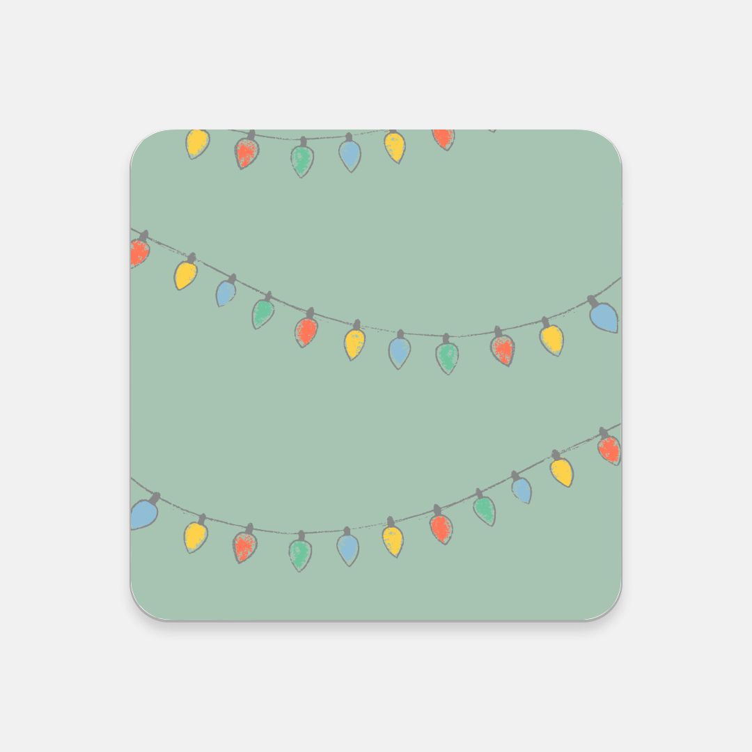 Cork Back Coaster - Christmas Lights