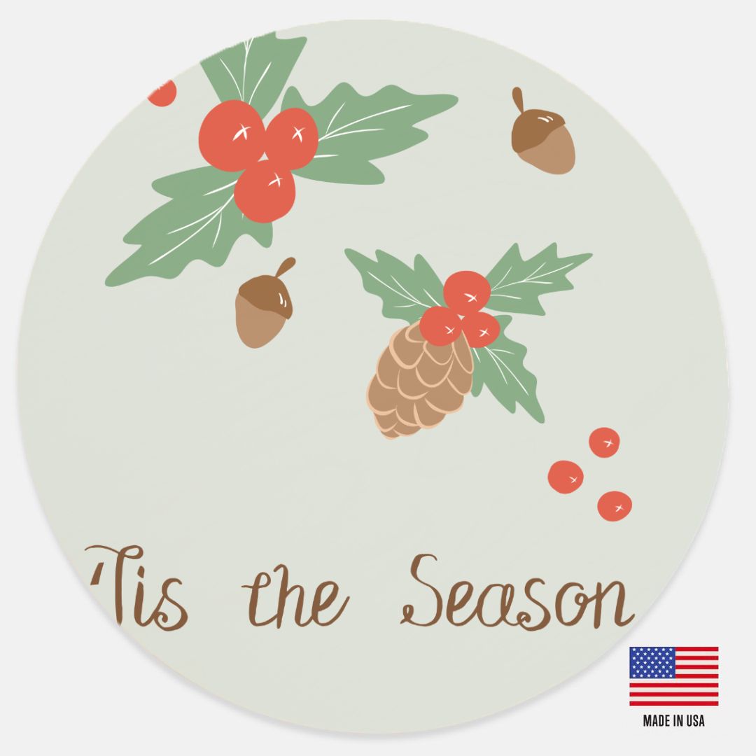 12" Green Round Wood Sign - Tis the Season