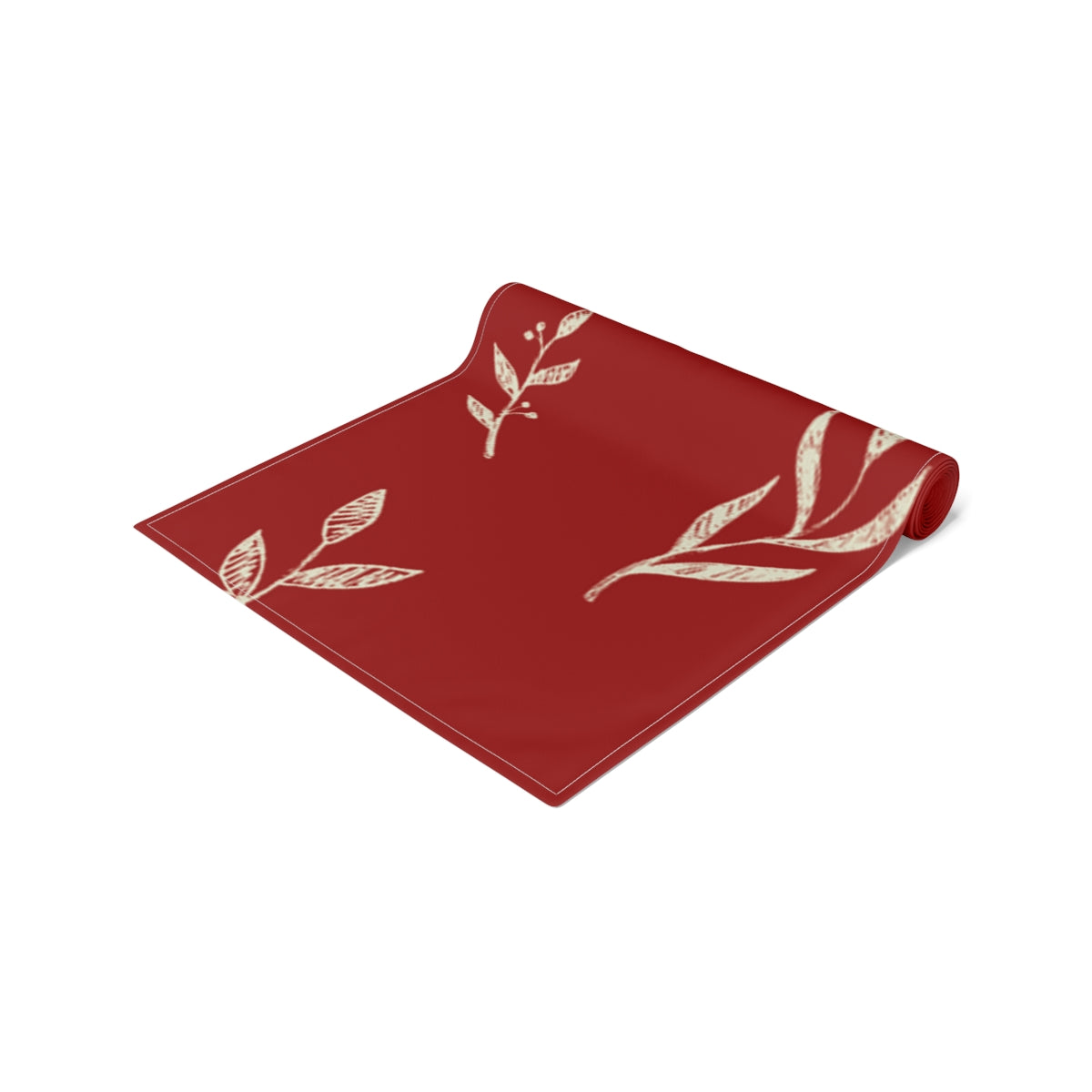 Red Holiday Table Runner - White Garland