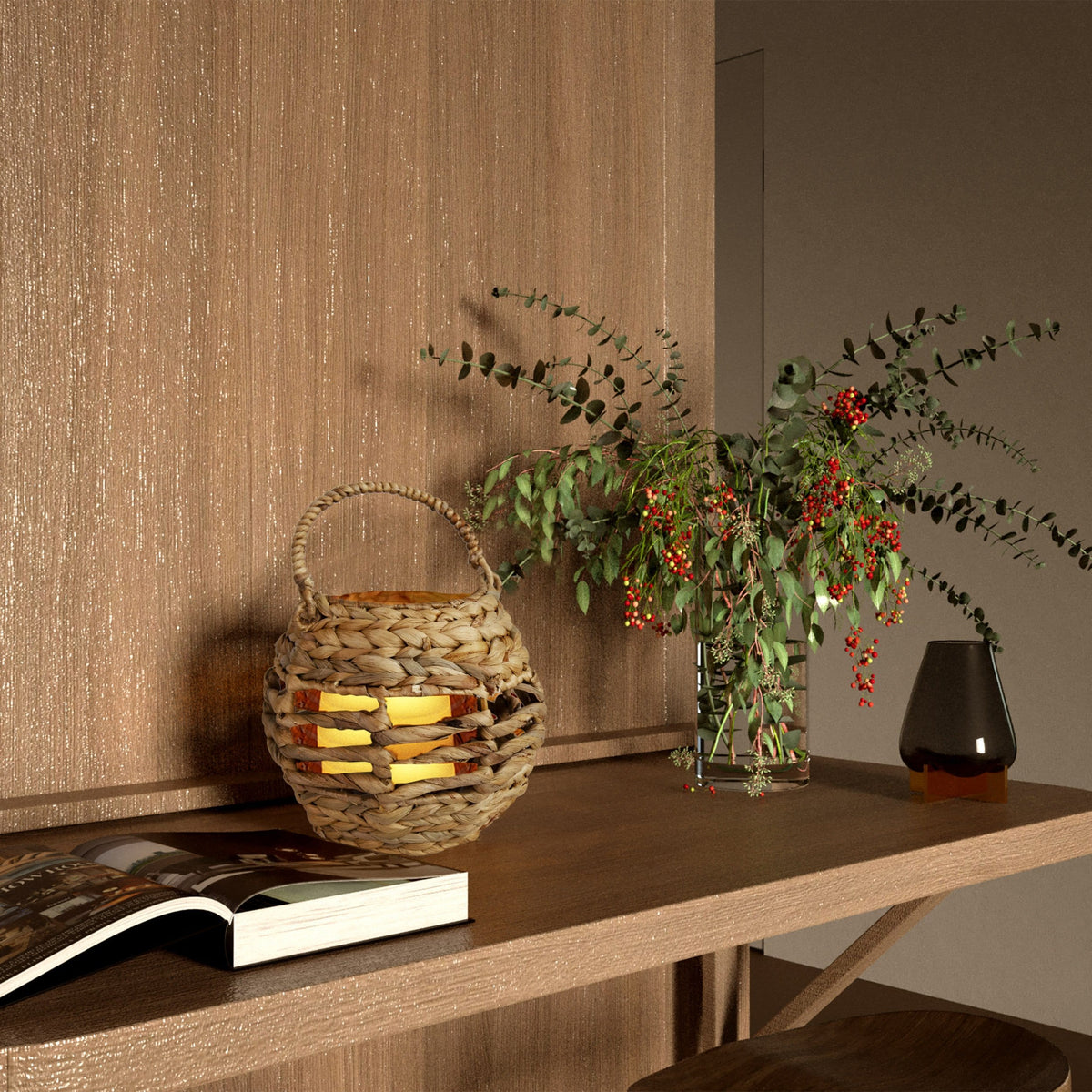 Wicker Candle Holder Lantern with Handle