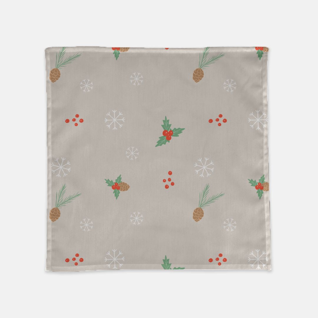 Holiday Cloth Napkins - Pinecones & Snowflakes
