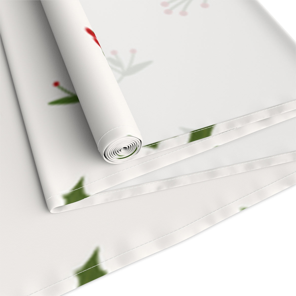 White Holiday Table Runner - Holly