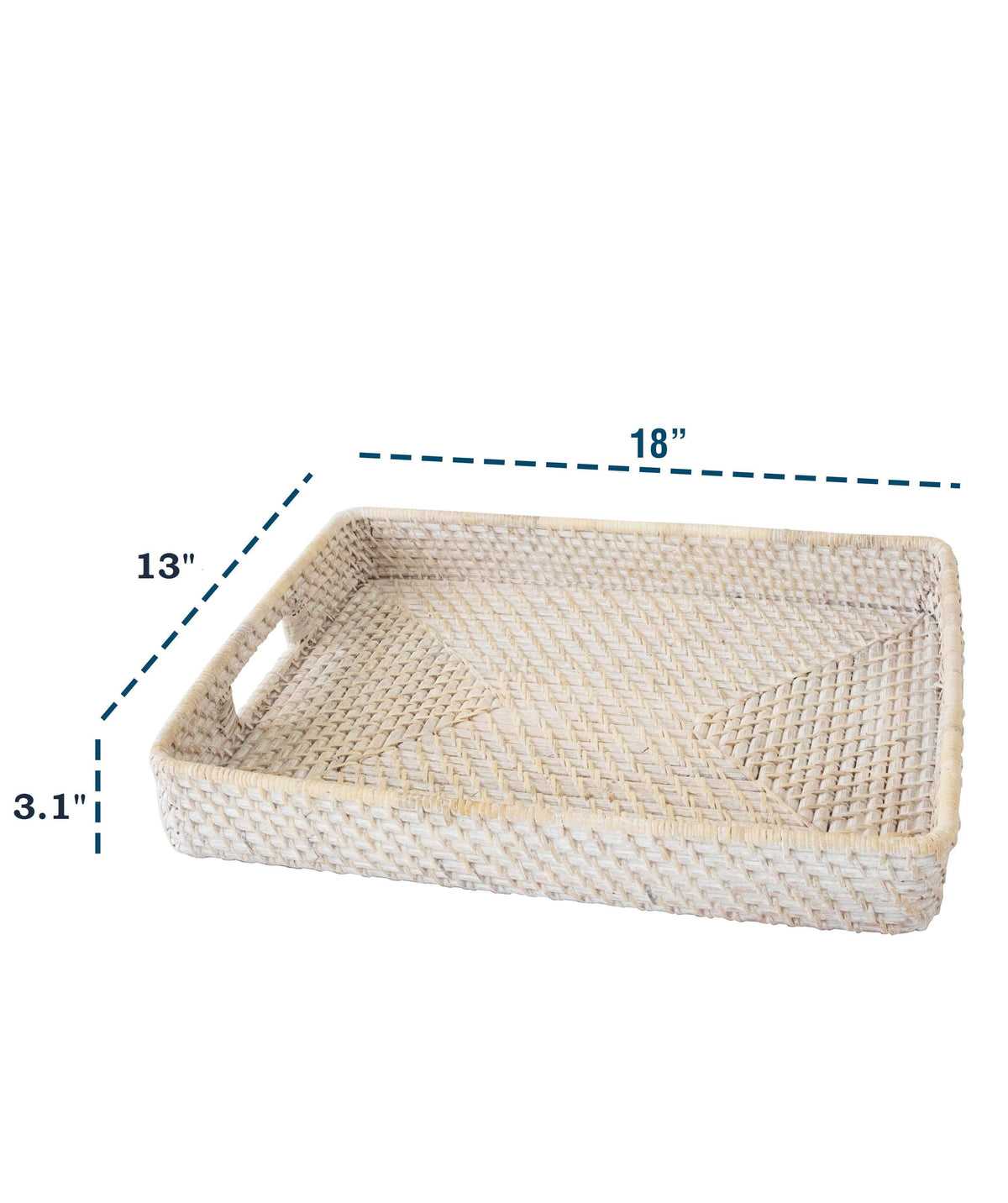 Large Rectangular Rattan Serving Trays with Handles