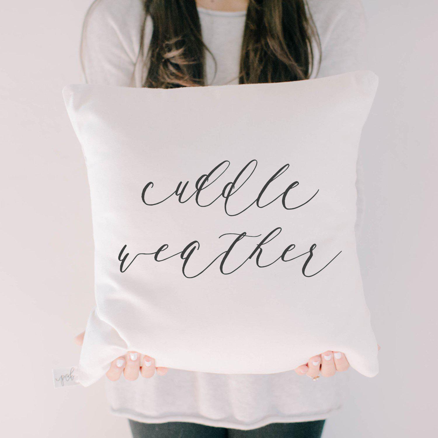 "Cuddle Weather" Script Pillow | Lifestyle Details