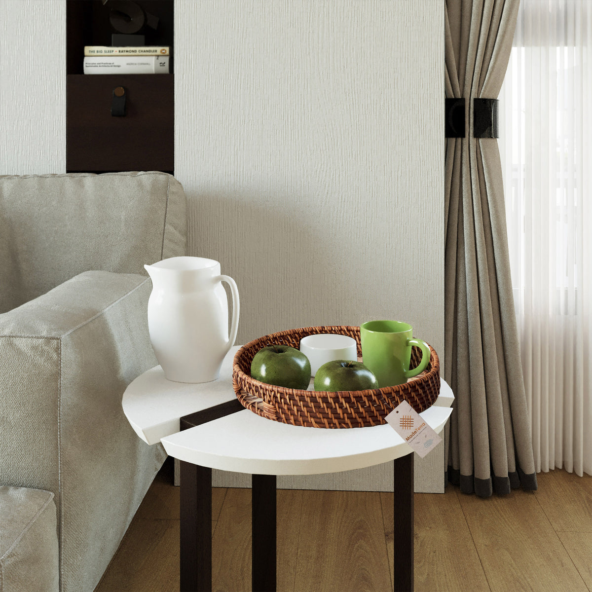 Round Rattan Wicker Tray - Set of 2