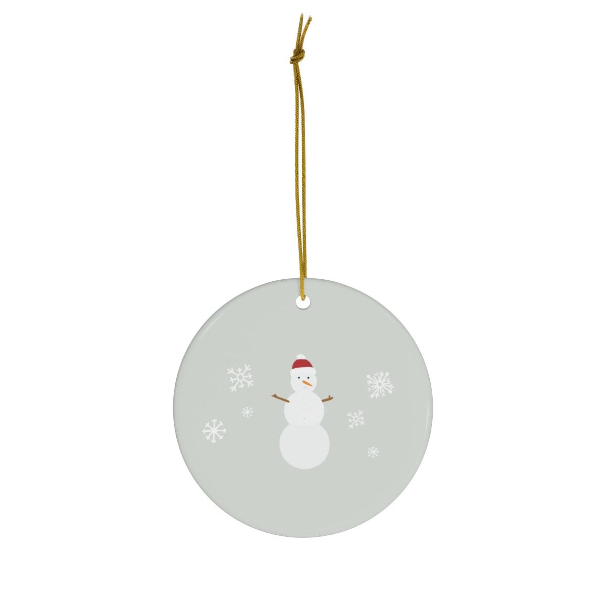 Ceramic Holiday Ornament - Snowman & Snowflakes