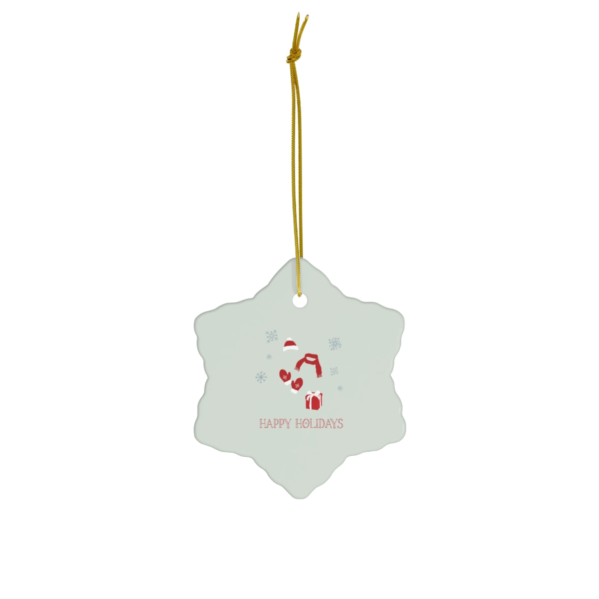Ceramic Holiday Ornament - Red Happy Holidays