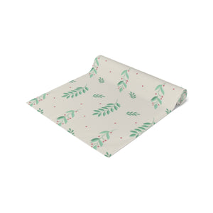 White Holiday Table Runner - Small/Large Evergreens