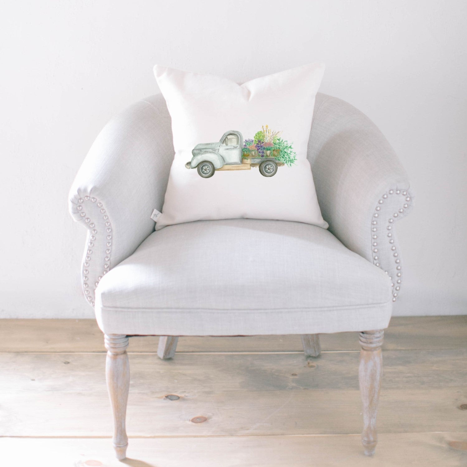 Floral Truck Square Pillow