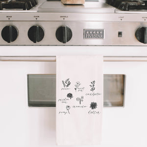 Flower Types Tea Towel