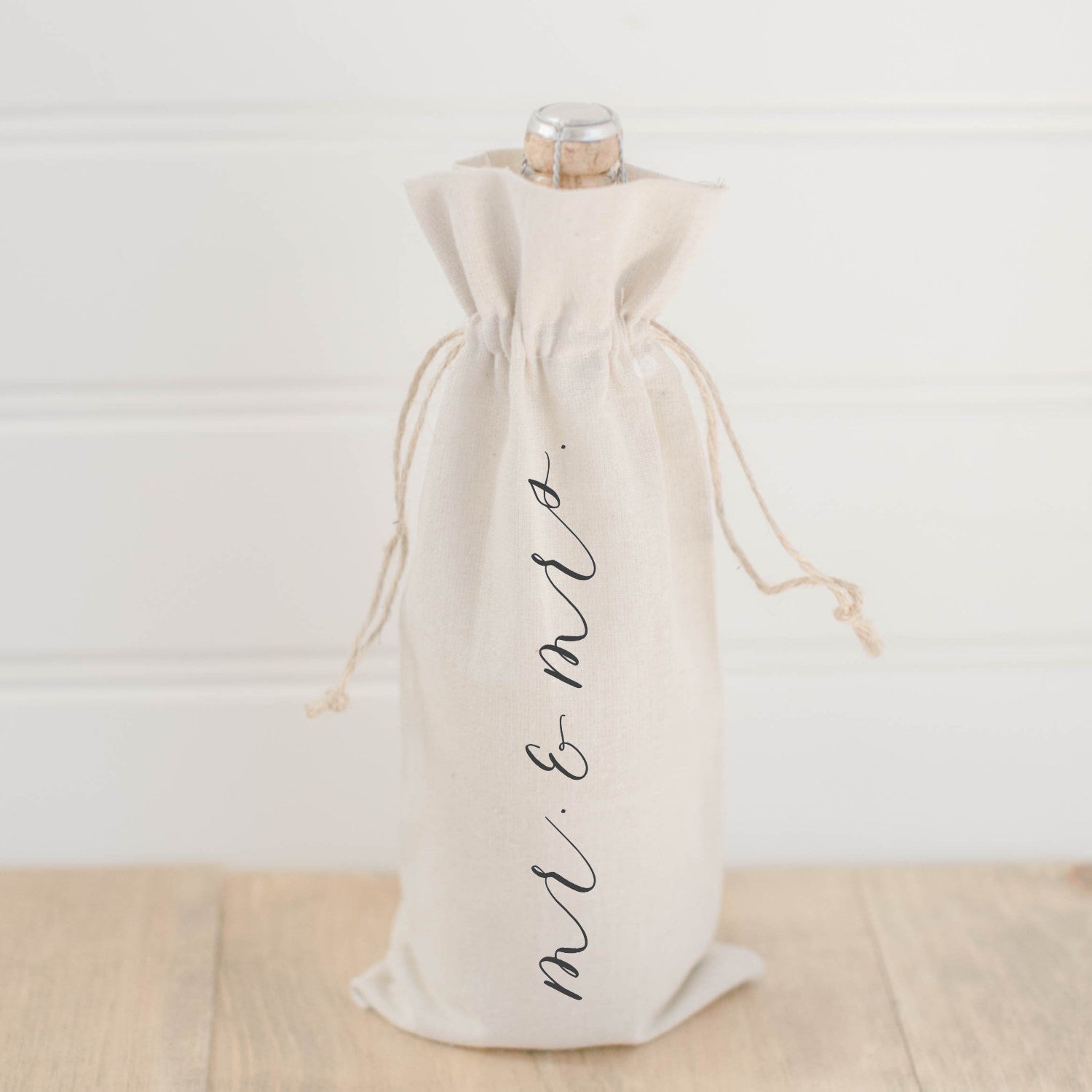 Mr. & Mrs. Calligraphy Wine Bag