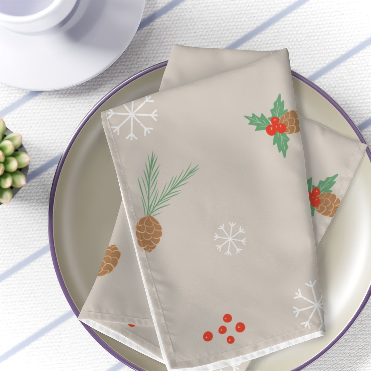 Holiday Napkins - Pinecones & Snowflakes