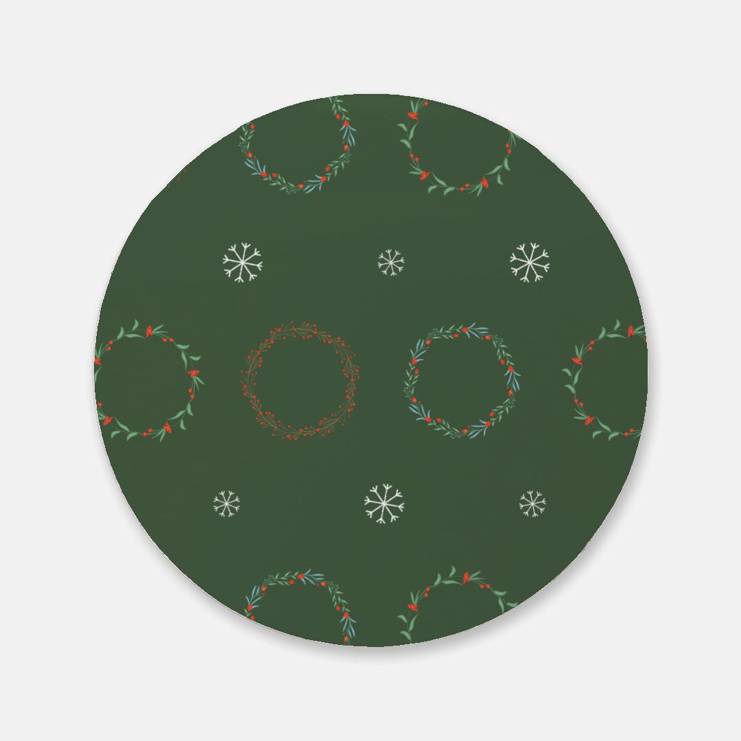 Round Cork Back Coaster - Wreaths