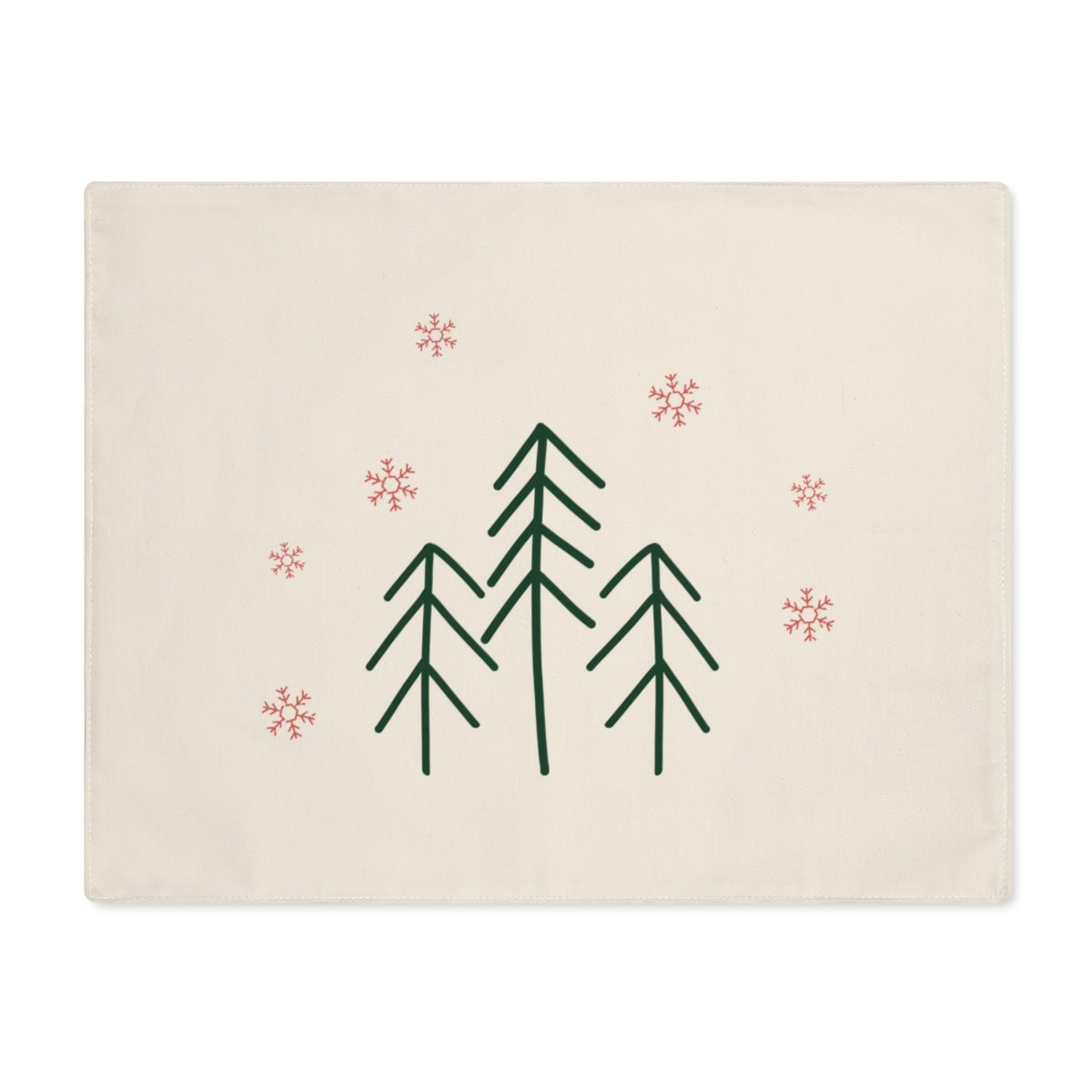 Holiday Table Placemat - Evergreens & Red Snowflakes