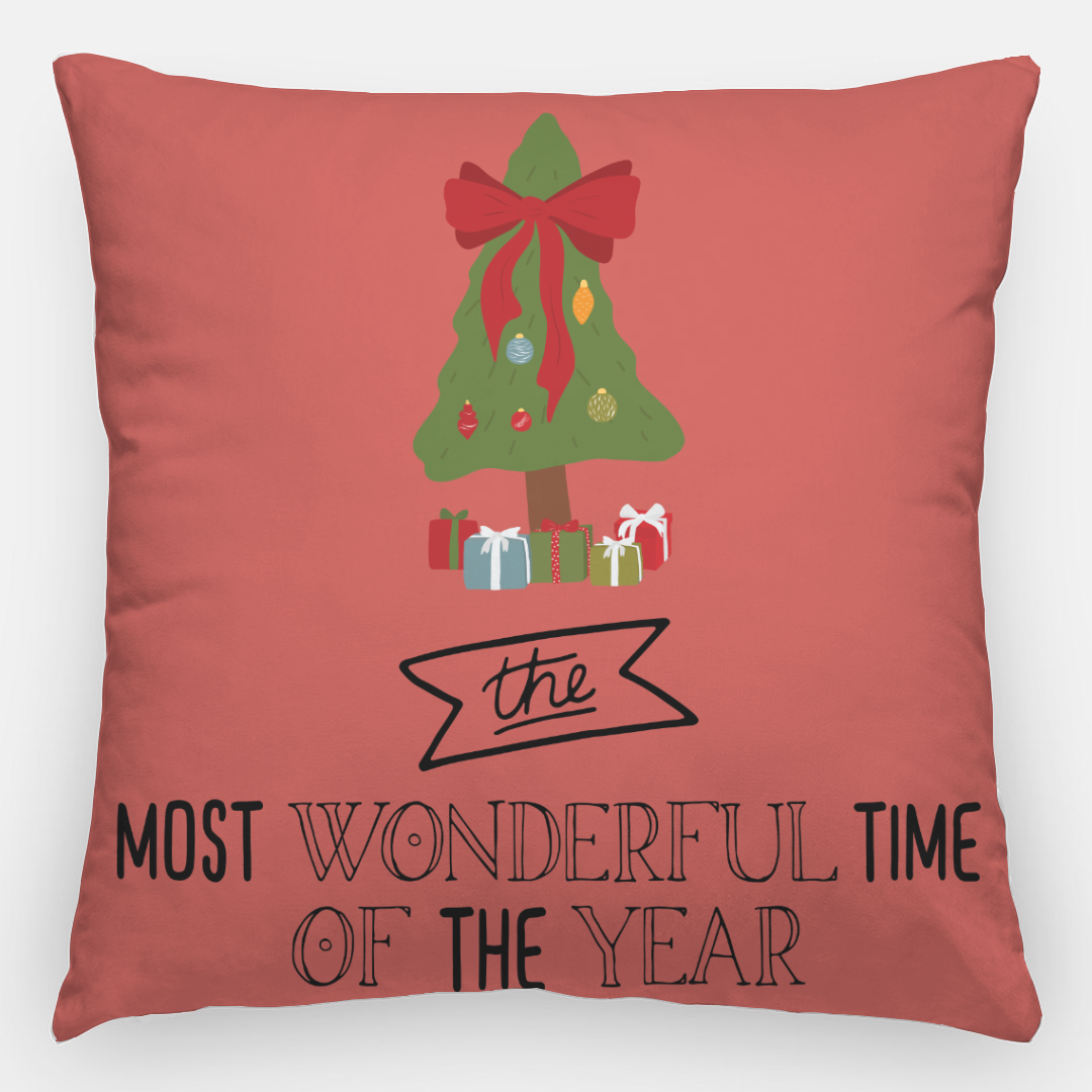 24x24 Holiday Polyester Pillowcase - Most Wonderful Time