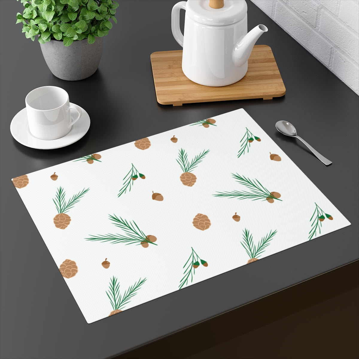 Holiday Table Placemat - Pinecones & Acorns