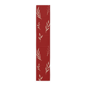 Red Holiday Table Runner - White Garland