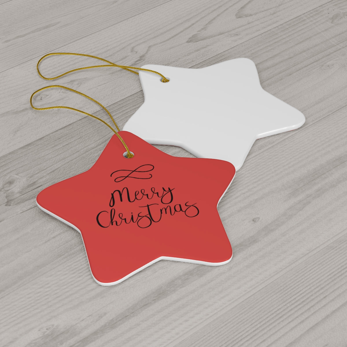 Ceramic Holiday Ornament - Cursive Merry Christmas
