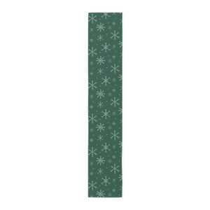 Green Holiday Table Runner - Snowflakes