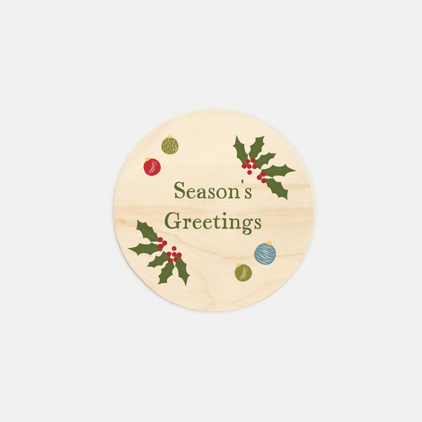 6" Round Wood Sign - Season's Greetings