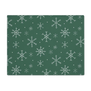 Green Holiday Table Placemat - Snowflakes